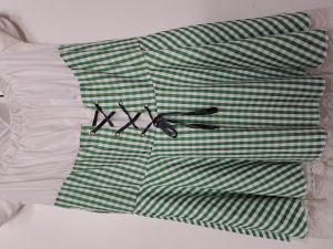 Adult Female Costumes to Hire - German Dress - Green & White Gingham Dress